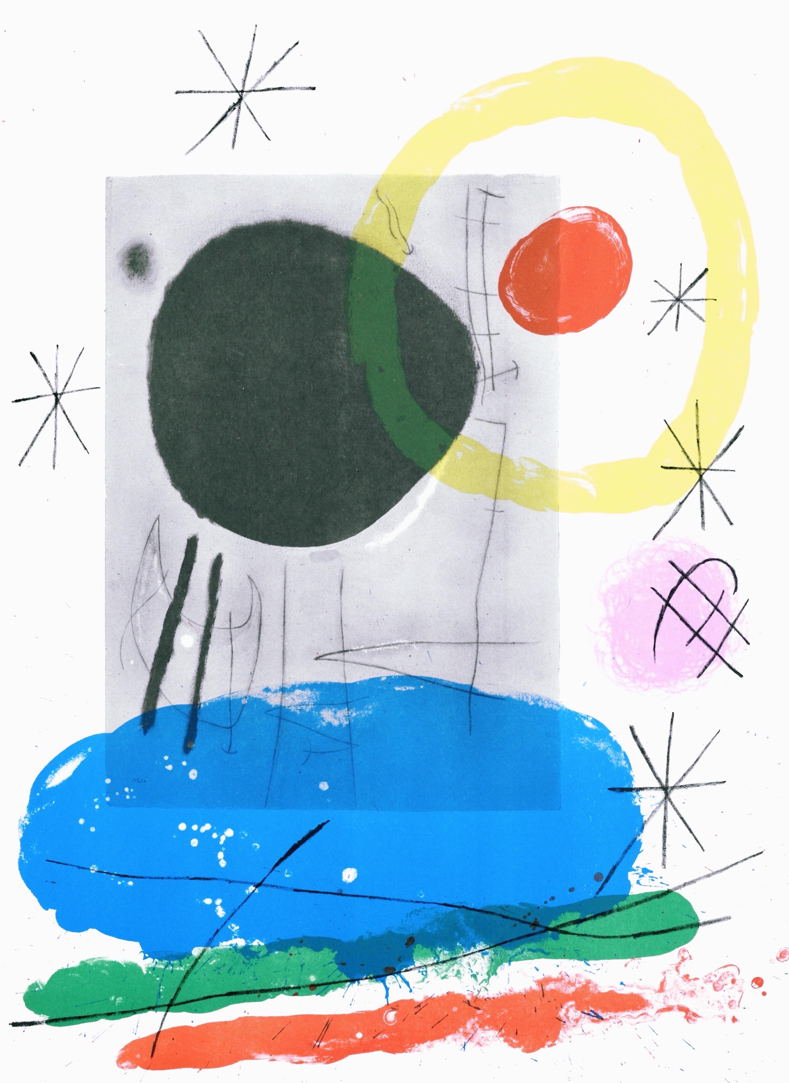 Joan Miro, The Black Sun, from Derriere le miroir, 1965