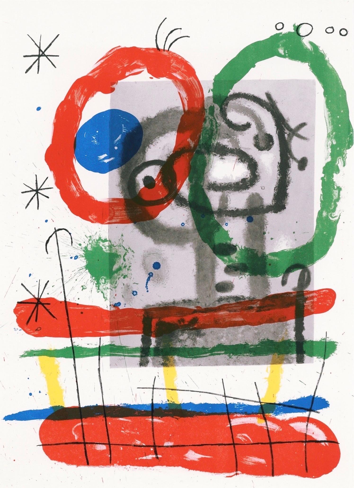 Joan Miro, The Woman and the Bird, from Derriere le miroir, 1965