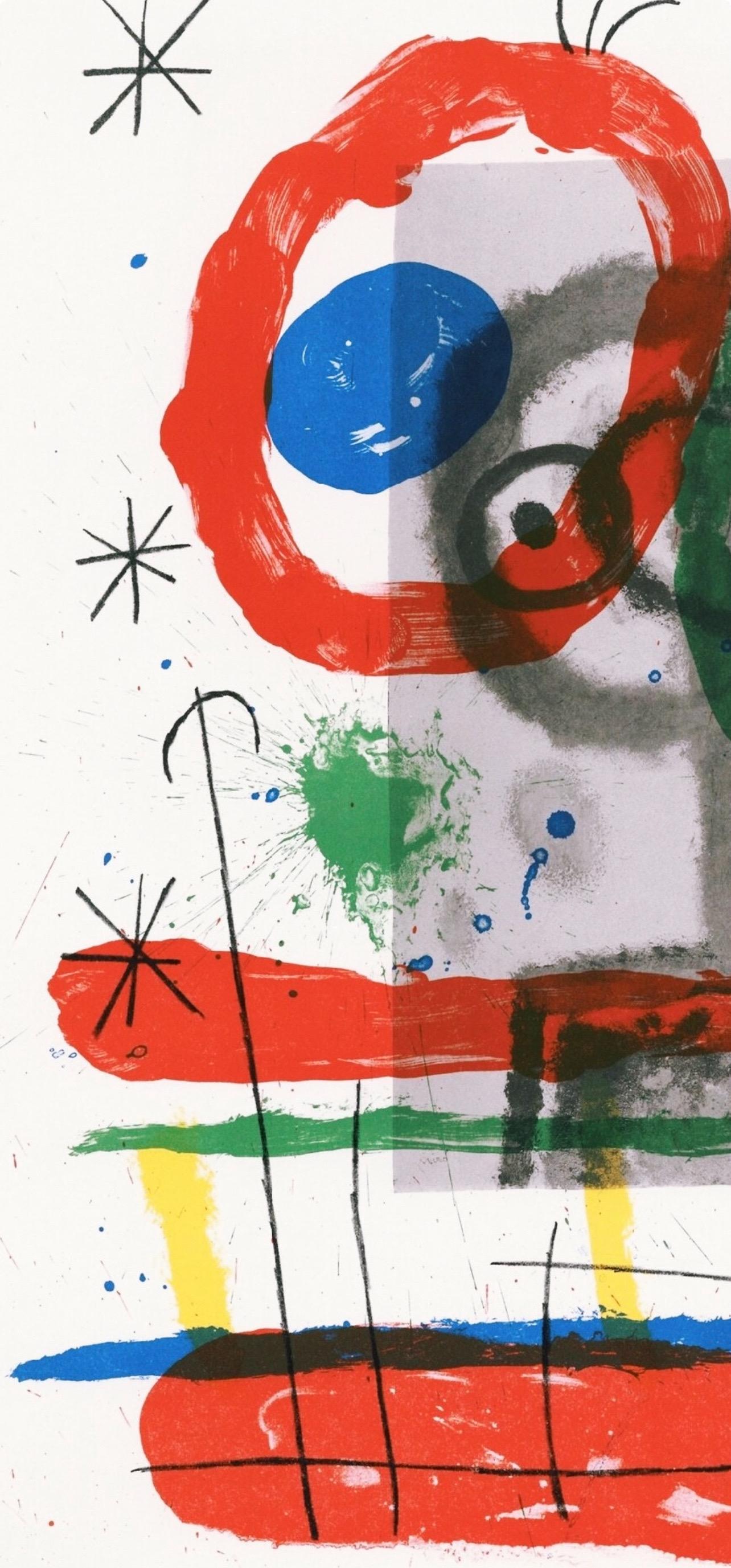 Miró, Composition (Cramer 102 ; Mourlot 428-449), Derrière le miroir (d'après) - Gris Figurative Print par Joan Miró