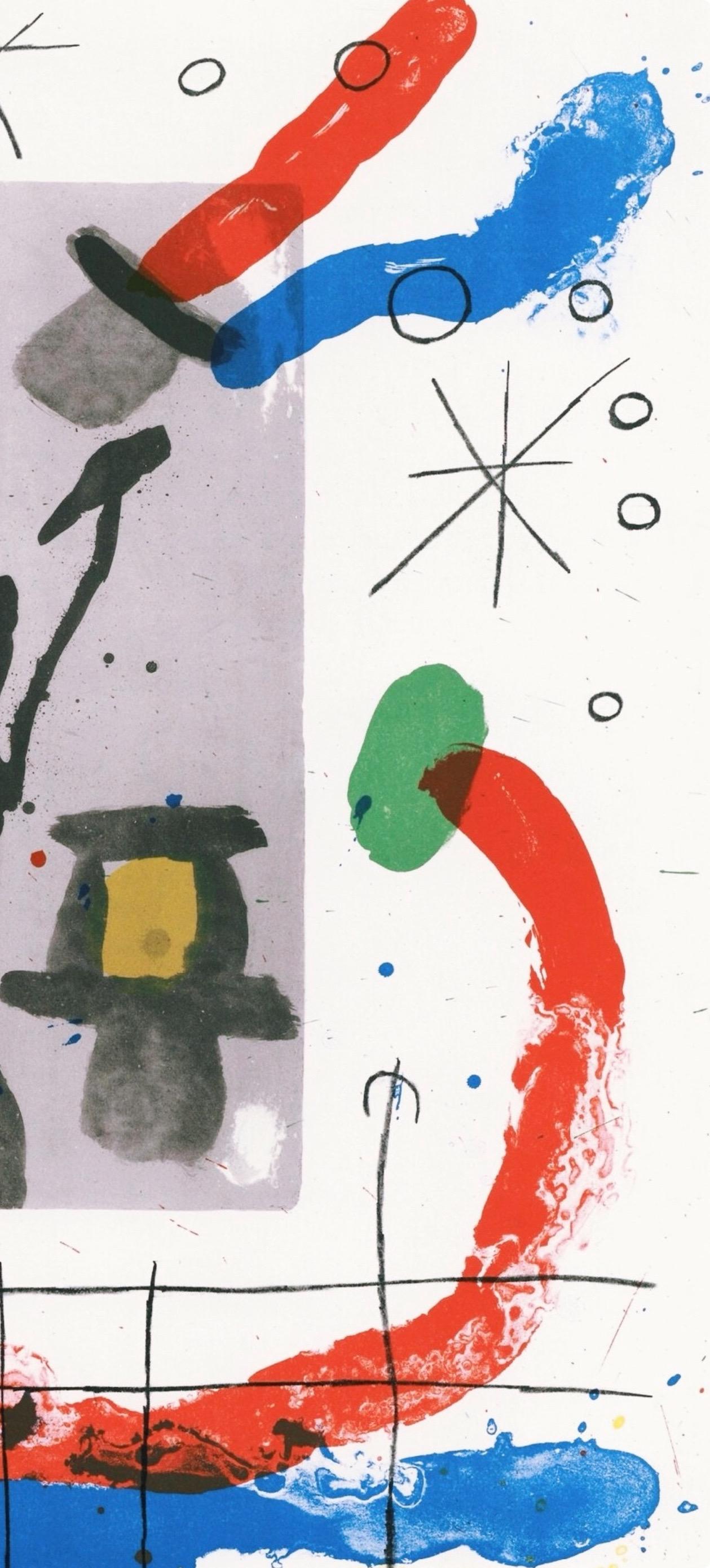 Miró, Composition (Cramer 102 ; Mourlot 428-449), Derrière le miroir (d'après) - Beige Figurative Print par Joan Miró
