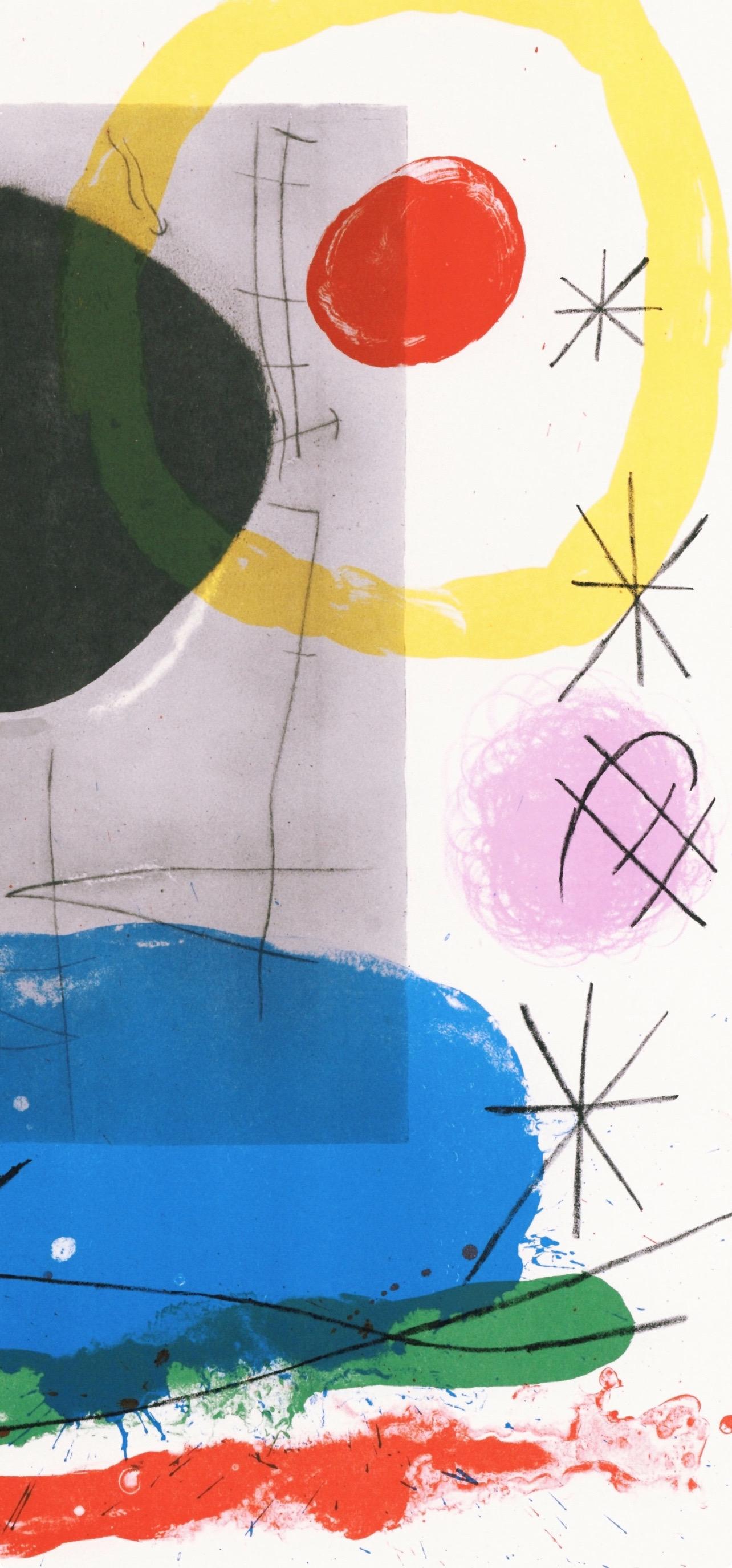 Miró, Composition (Cramer 102 ; Mourlot 428-449), Derrière le miroir (d'après) - Beige Figurative Print par Joan Miró