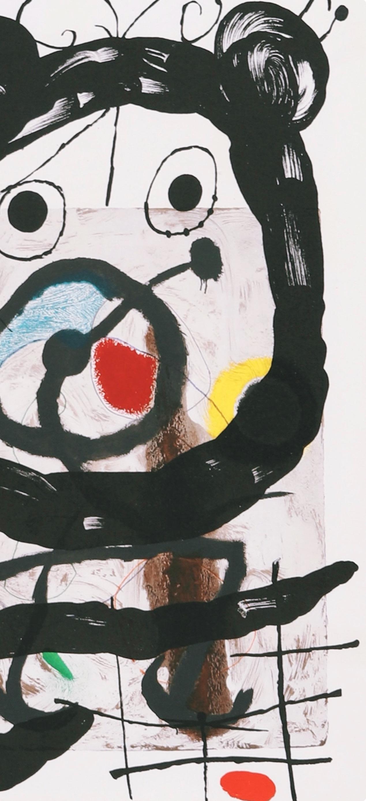 Joan Miro, The Great Figure, from Derriere le miroir, 1965 - Gray Abstract Print by Joan Miró