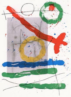 Joan Miro, Composition on Grey Background, from Derriere le miroir, 1965