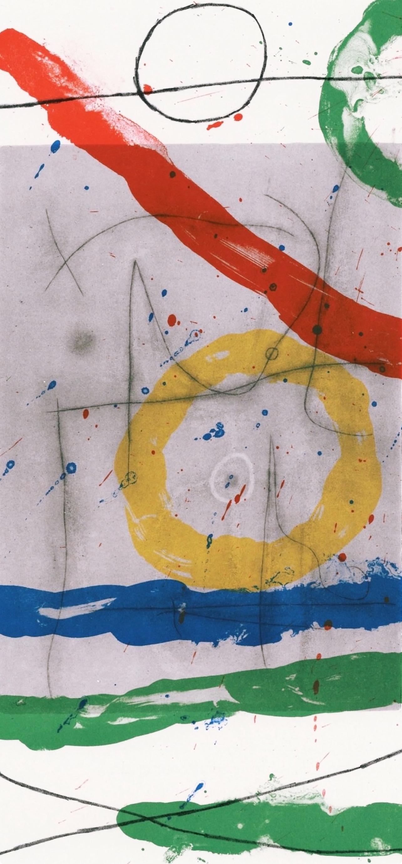 Joan Miro, Composition on Grey Background, from Derriere le miroir, 1965 - Print by Joan Miró