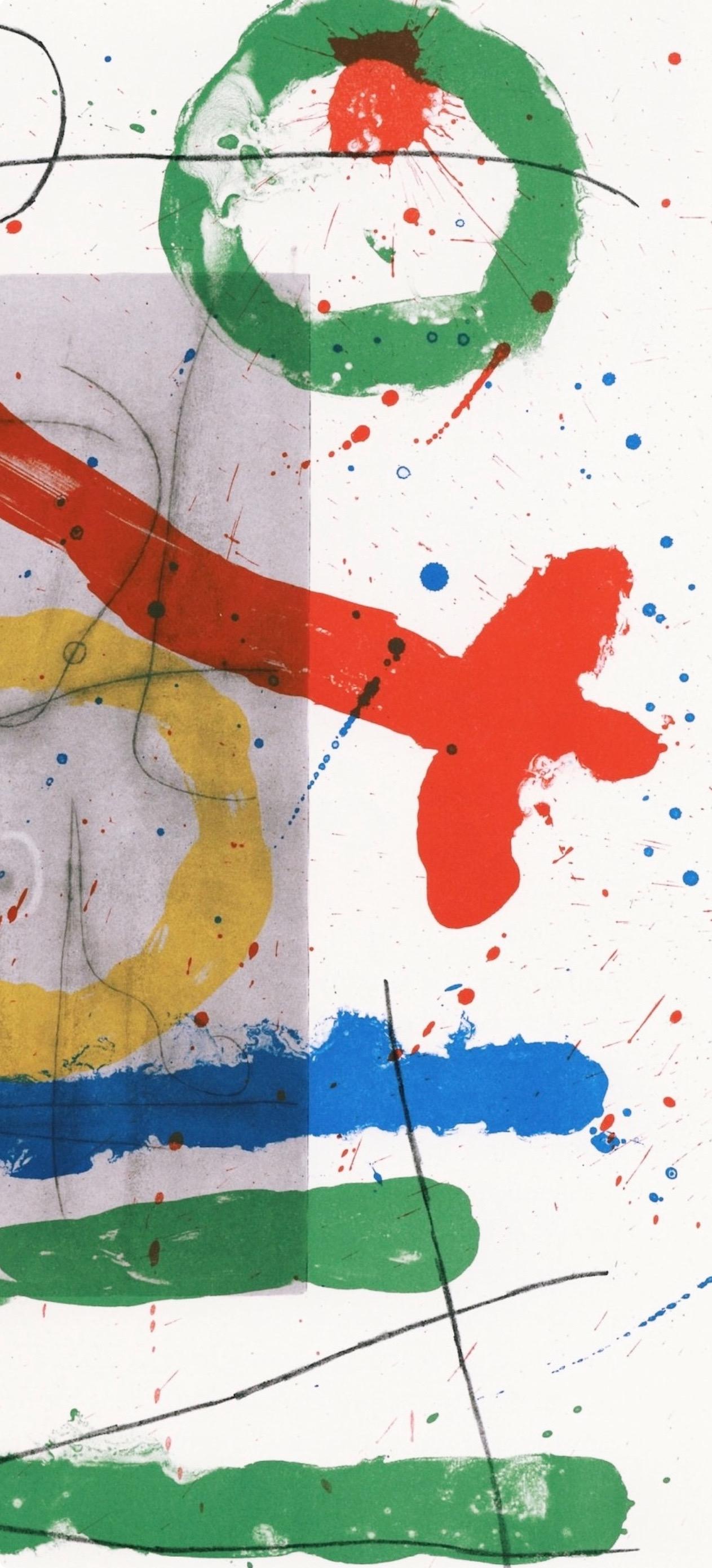 Joan Miro, Composition on Grey Background, from Derriere le miroir, 1965 - Surrealist Print by Joan Miró