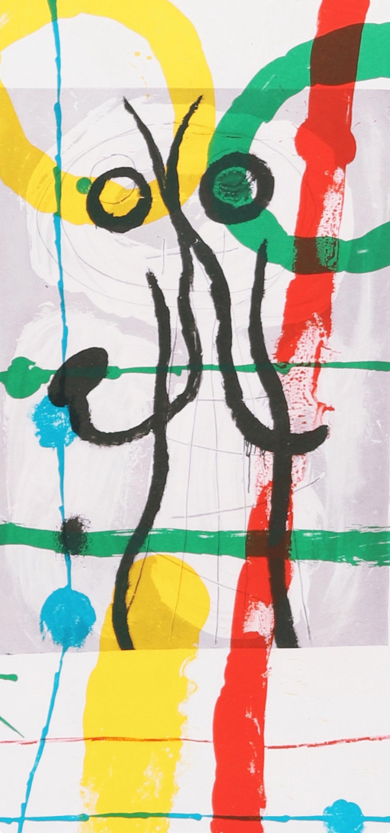 Joan Miro, Figures and Birds, from Derriere le miroir, 1965 - Print by Joan Miró