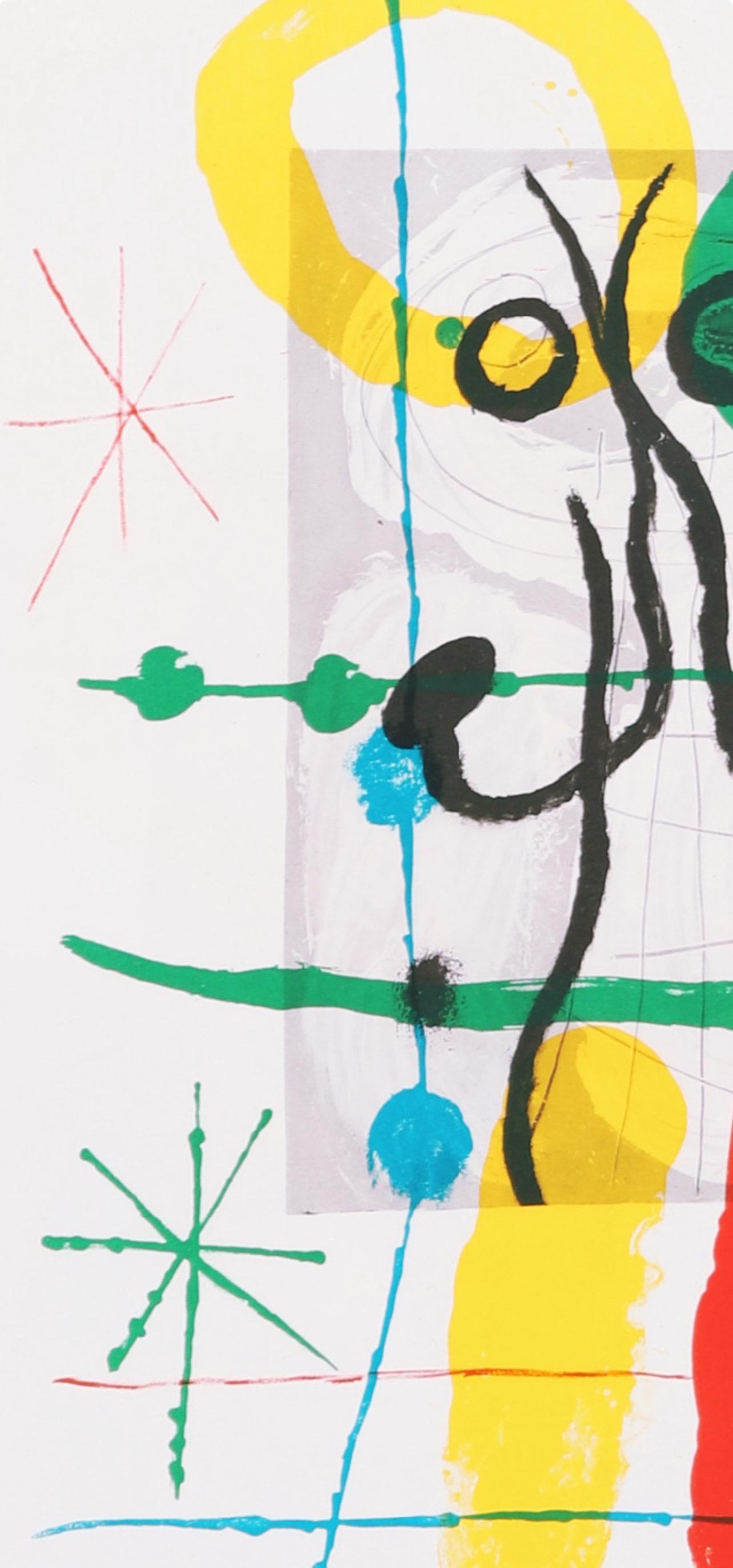 Joan Miro, Figures and Birds, from Derriere le miroir, 1965 - Surrealist Print by Joan Miró