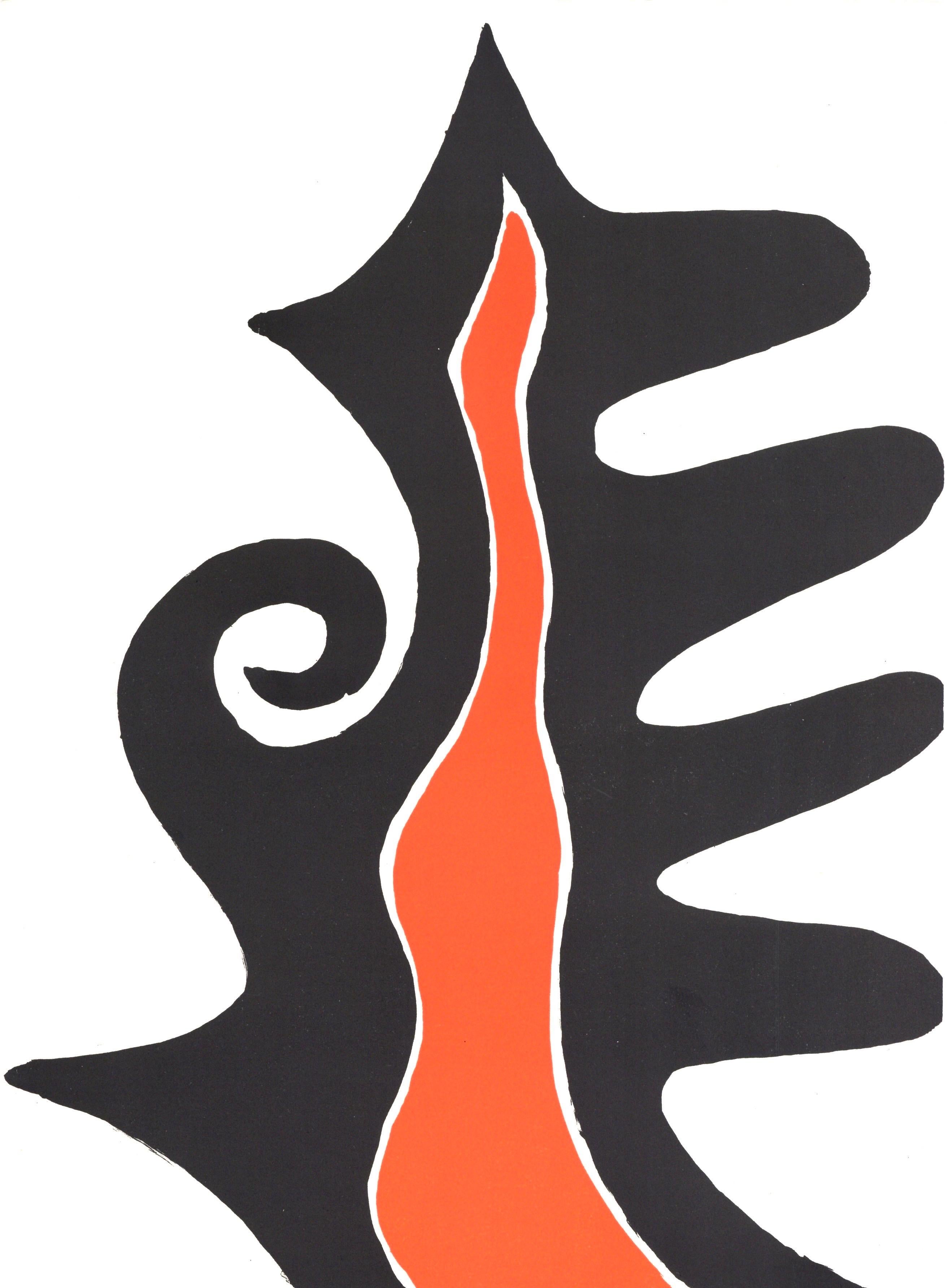 Alexander Calder, Forme noire et rouge, tirée de Derriere le Miroir, 1973