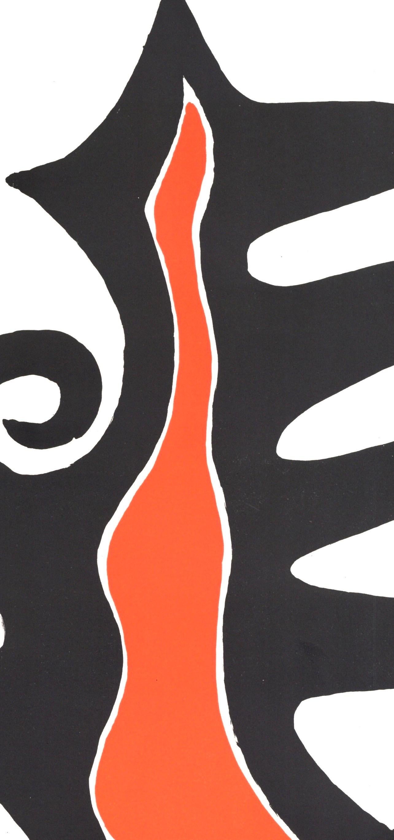 Alexander Calder, Schwarze und rote Form, aus Derriere le Miroir, 1973 im Angebot 1