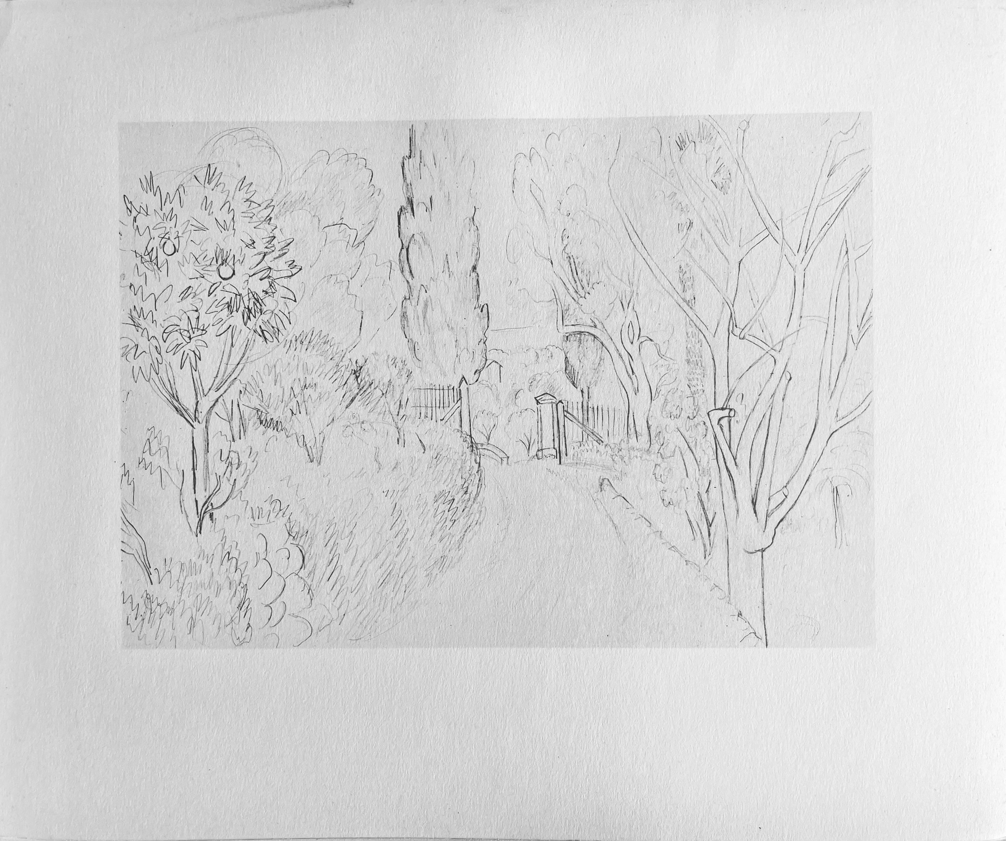 Lithographie sur papier vélin Lafuma Navarre. Non signé et non numéroté, tel que publié. Bon état ; jamais encadré ni monté sur passe-partout. Notes : Extrait de l'album Dessins de Henri Matisse, 1925. Publié par les Éditions des Quatre Chemins,