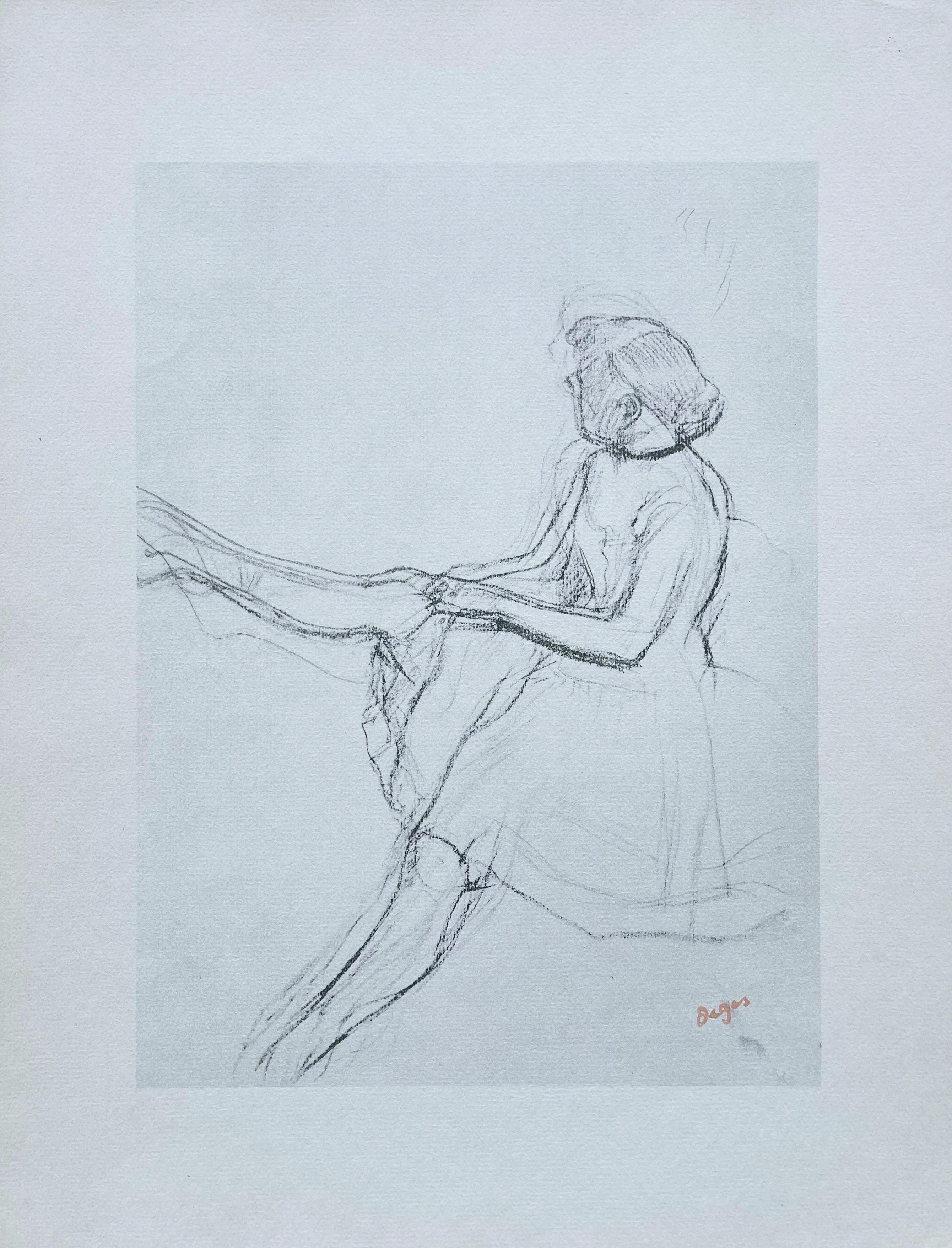 Edgar Degas, Seated Dancer, Removing Her Slipper, 1945 (after) For Sale 4
