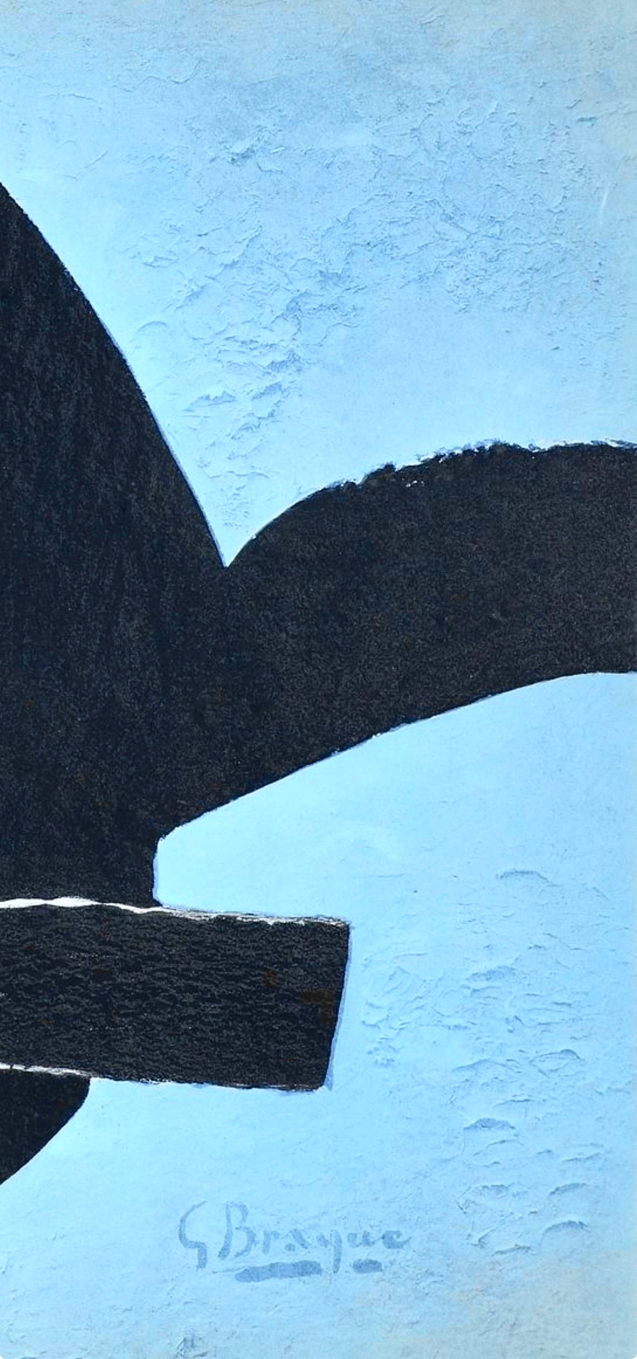 Braque, Composition, Derrière le miroir (d'après) - Gris Landscape Print par Georges Braque