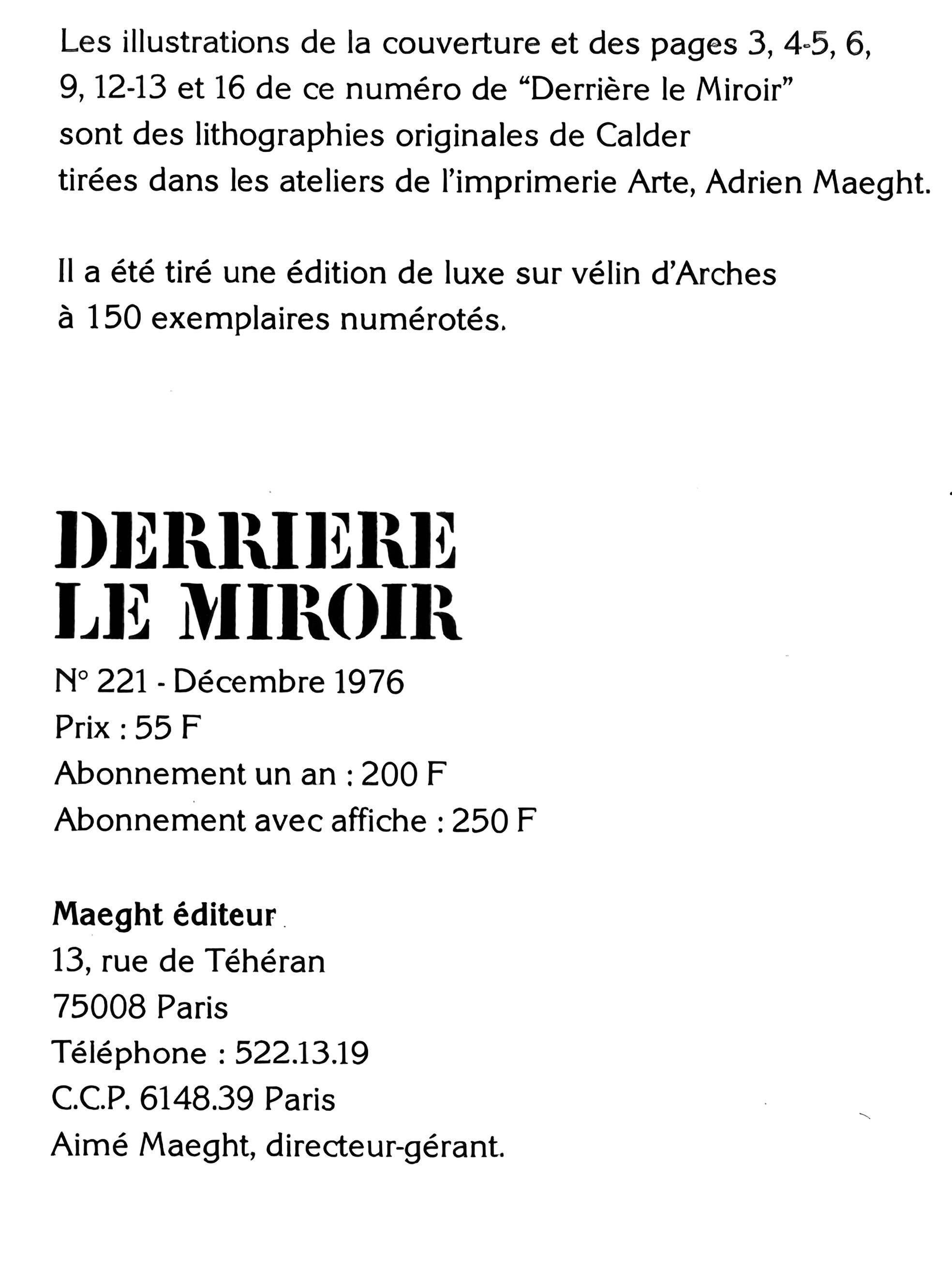 Alexander Calder, Untitled and The Three Faces, from Derriere le miroir, 1976 For Sale 9