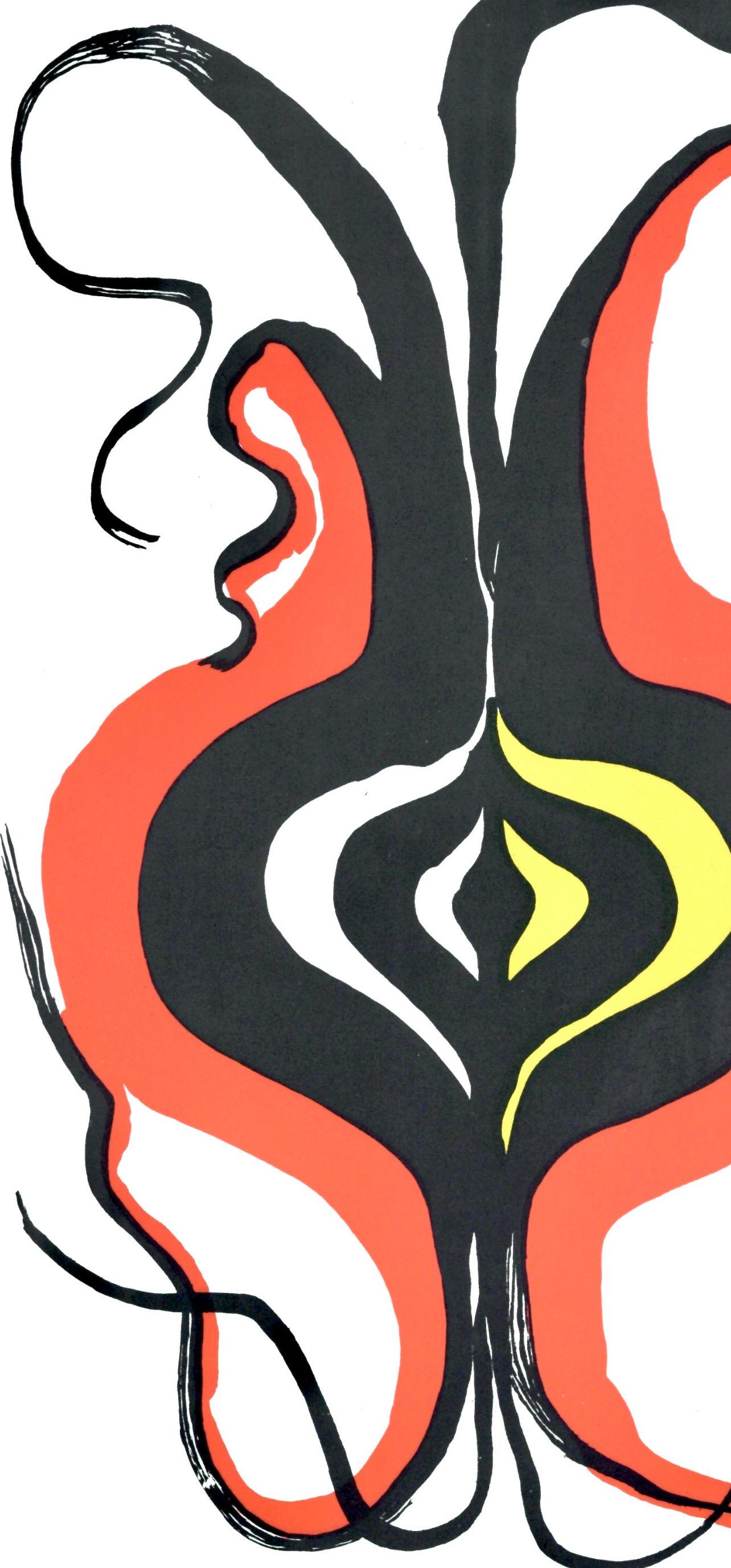 Sans titre, Derrière le miroir (Weiß), Abstract Print, von Alexander Calder