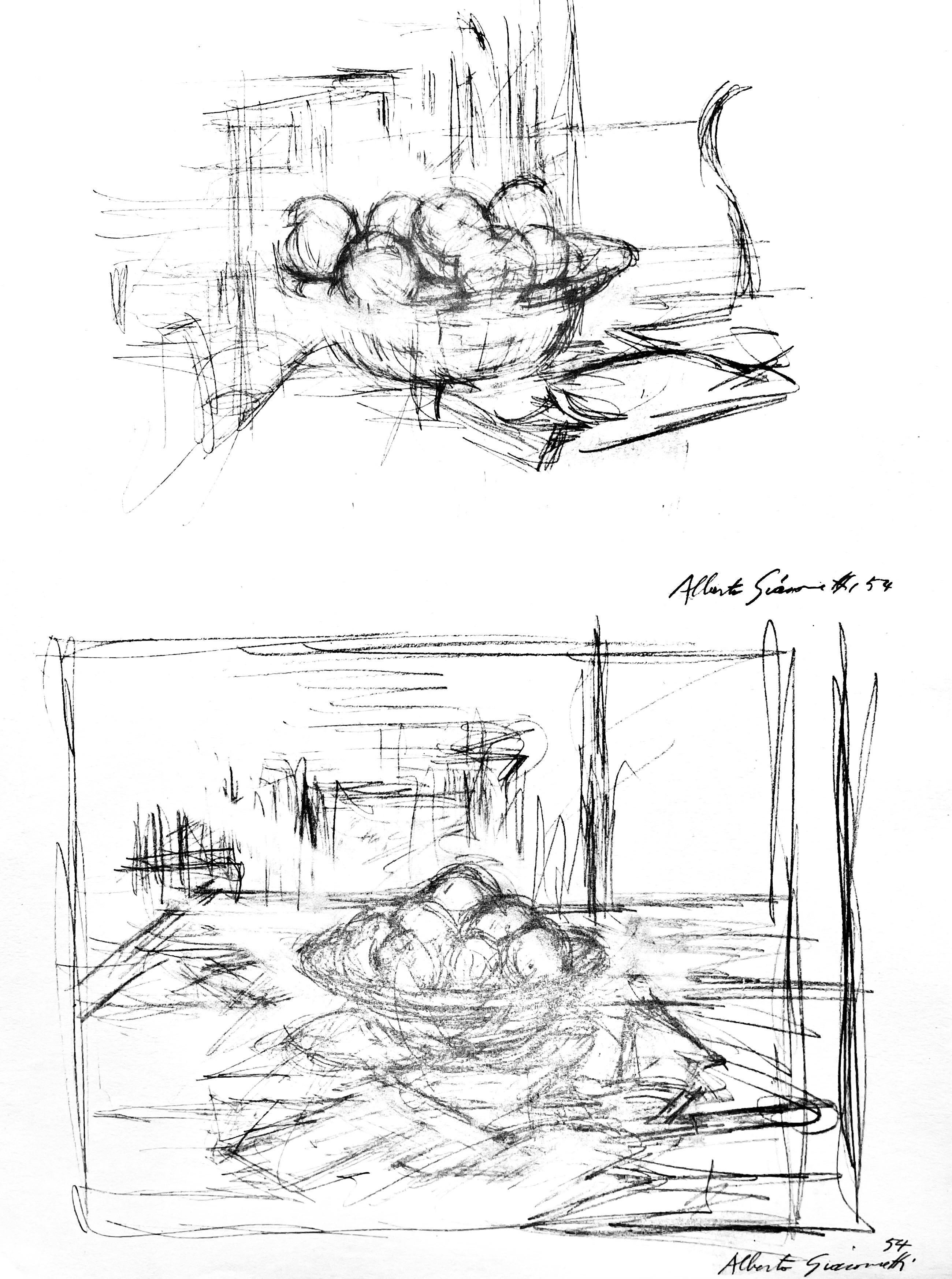 This exquisite lithograph after Alberto Giacometti (1901–1966), titled Deux natures mortes (Two Still Lifes), from the folio Derriere le miroir, No. 65, originates from the 1954 edition published by Maeght Editeur, Paris, and printed by Mourlot