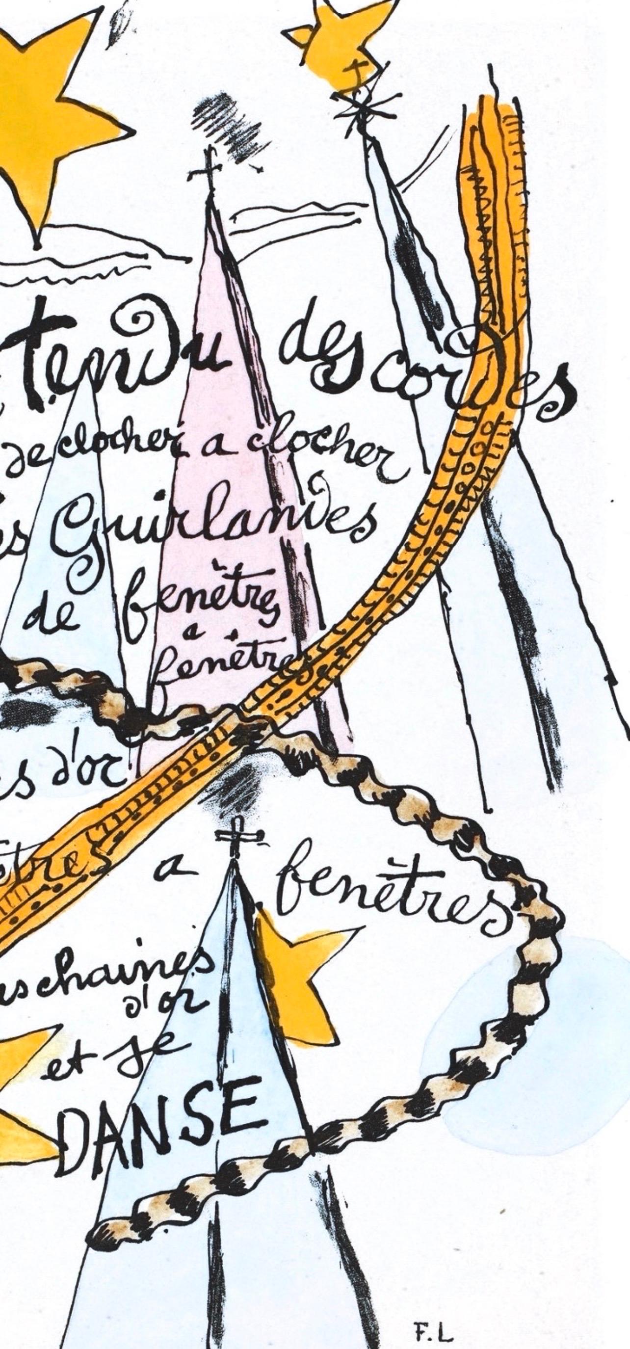 Fernand Leger, Phrases, from The Illuminations, 1949 - Beige Abstract Print by Fernand Léger