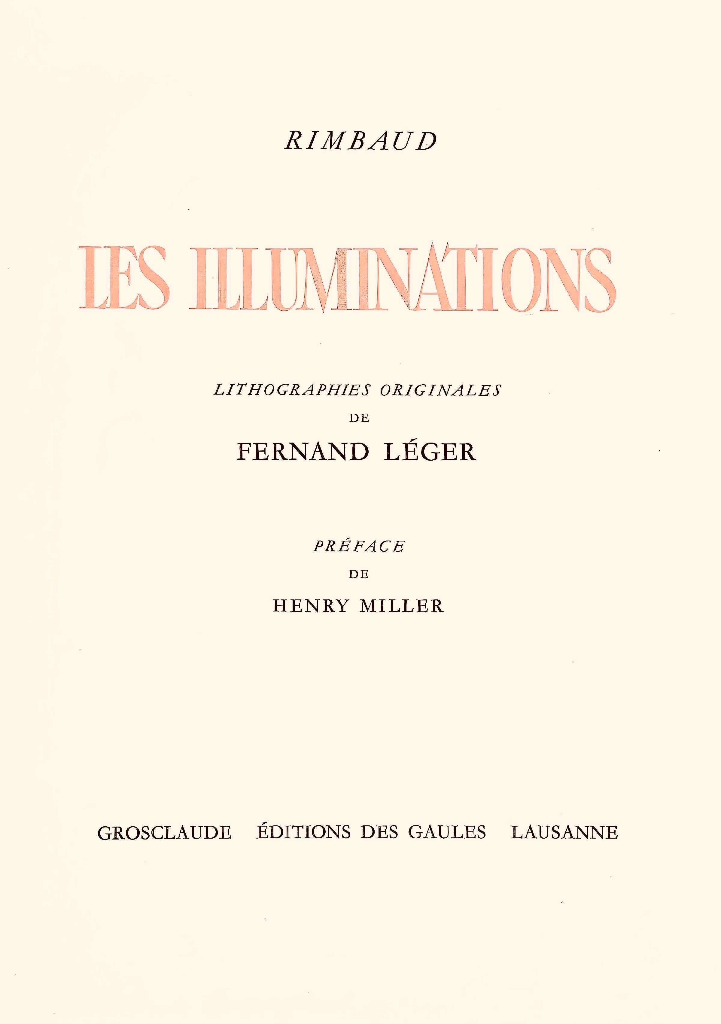 This exquisite lithograph by Fernand Leger (1881–1955), titled Comedie de la soif (Comedy of Thirst), originates from the 1949 folio Les Illuminations, lithographies originales de Fernand Leger (The Illuminations, Original Lithographs by Fernand