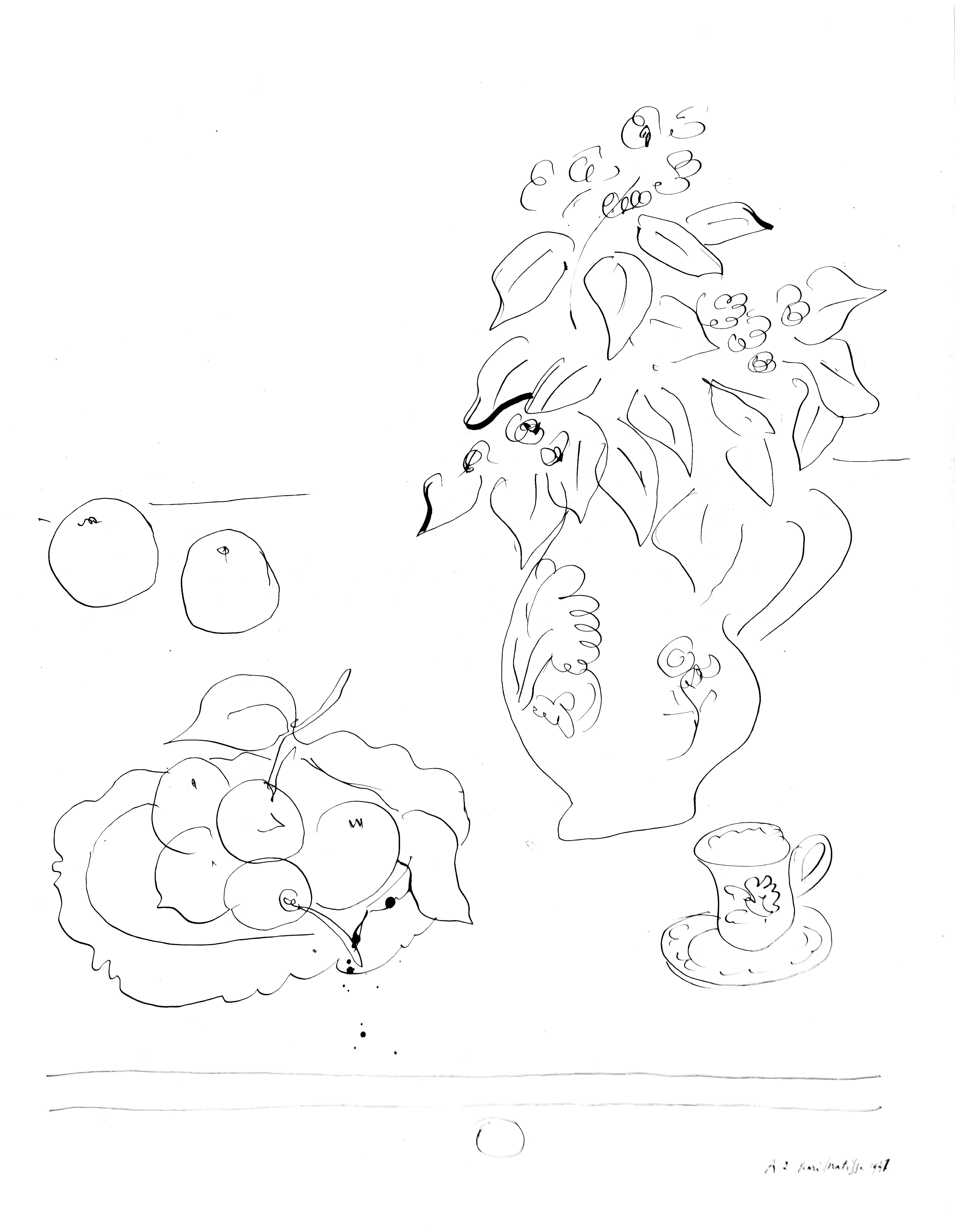 This exquisite lithograph after Henri Matisse (1869–1954), titled Serie A, var. 1 (Series A, Variation 1), from the album Henri Matisse, Dessins, Themes et Variations (Drawings, Themes and Variations), originates from the 1943 edition published by