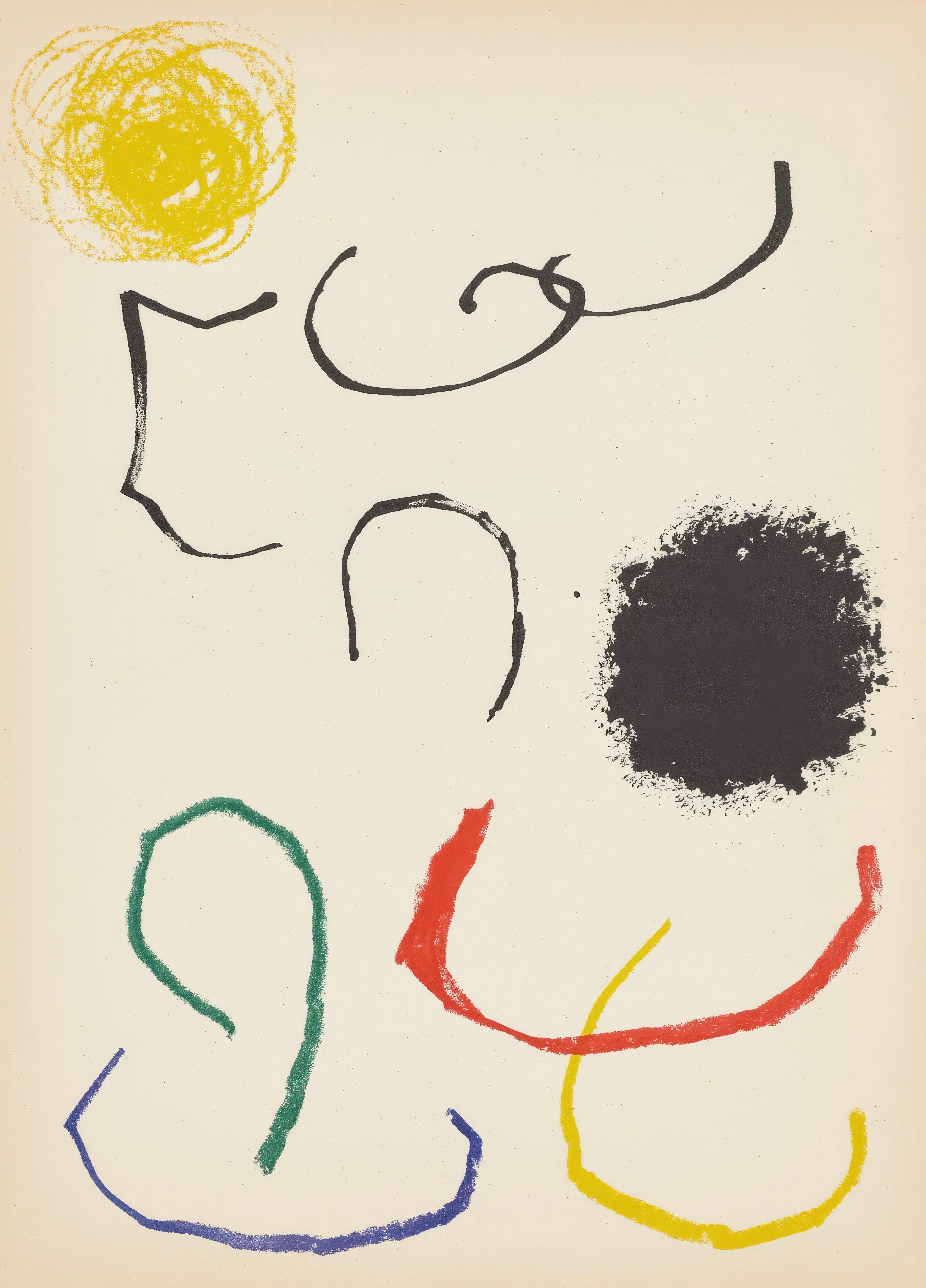 Esta exquisita litografía de Joan Gaspar (1893-1983), titulada Sans titre (Sin título), del álbum Miro, Obra Inédita Recent (Miró, Obra Inédita Reciente), procede de la edición de 1964 publicada por la Sala Gaspar de Barcelona, la Galería de Arte