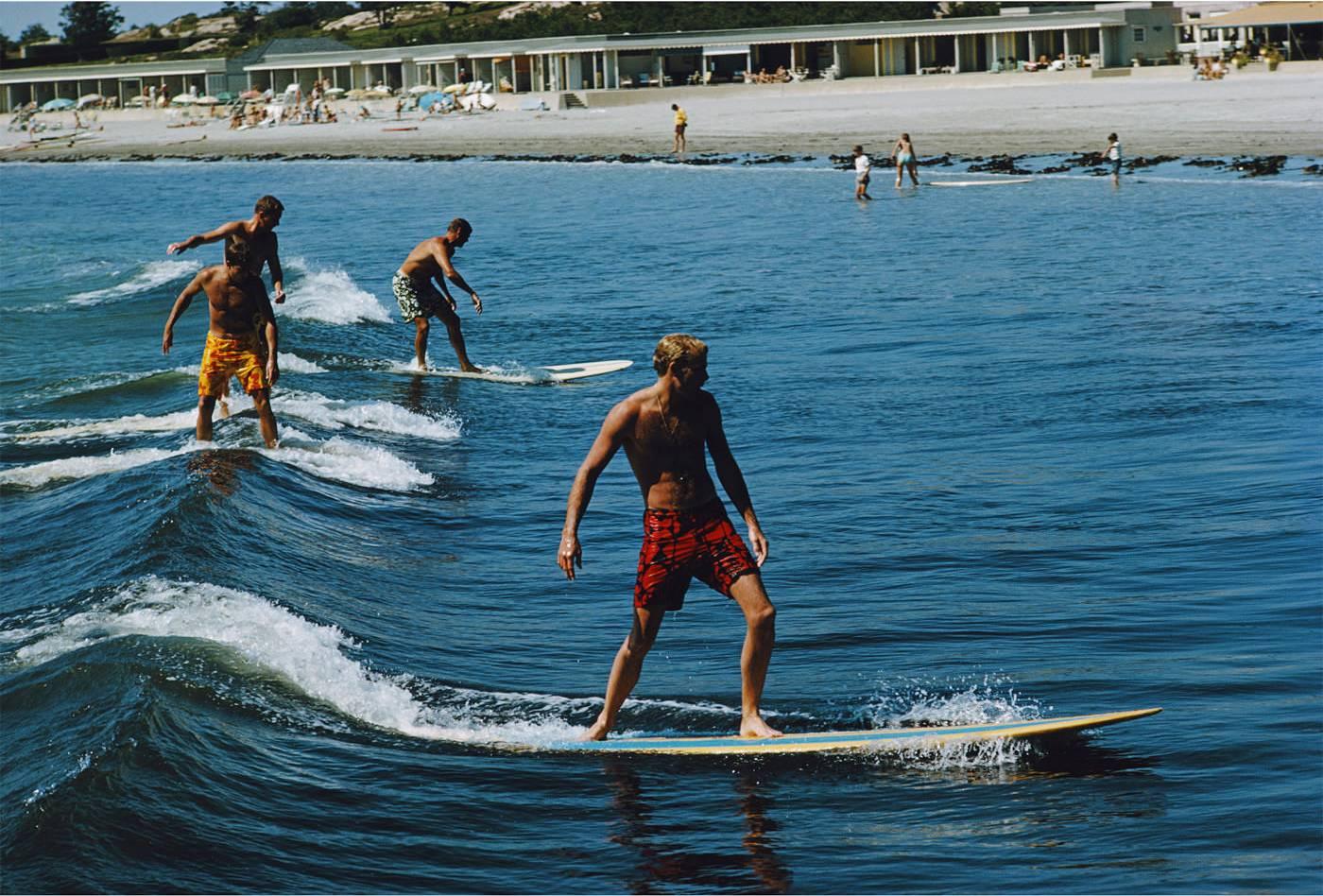 Slim Aarons Figurative Photograph - Surfing Brothers, Newport, Free Shipping