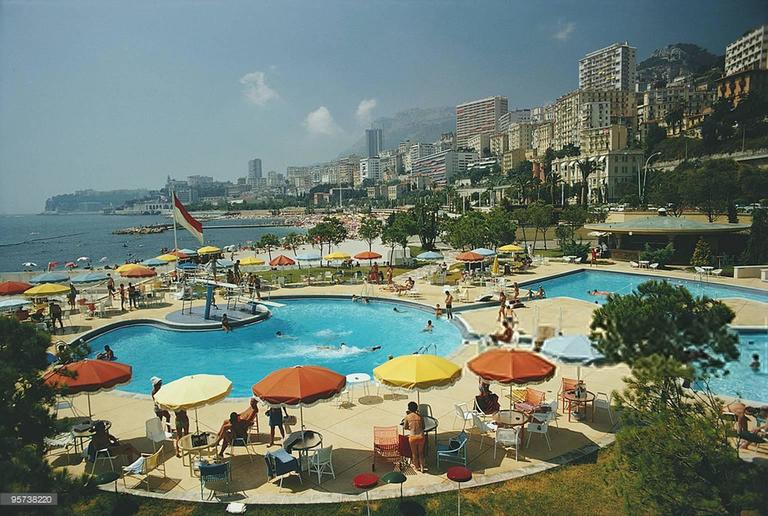 Slim Aarons Monte Carlo Beach Club Photograph For At 1stdibs Slim Aarons Landscape Photograph Monte Carlo Beach Club