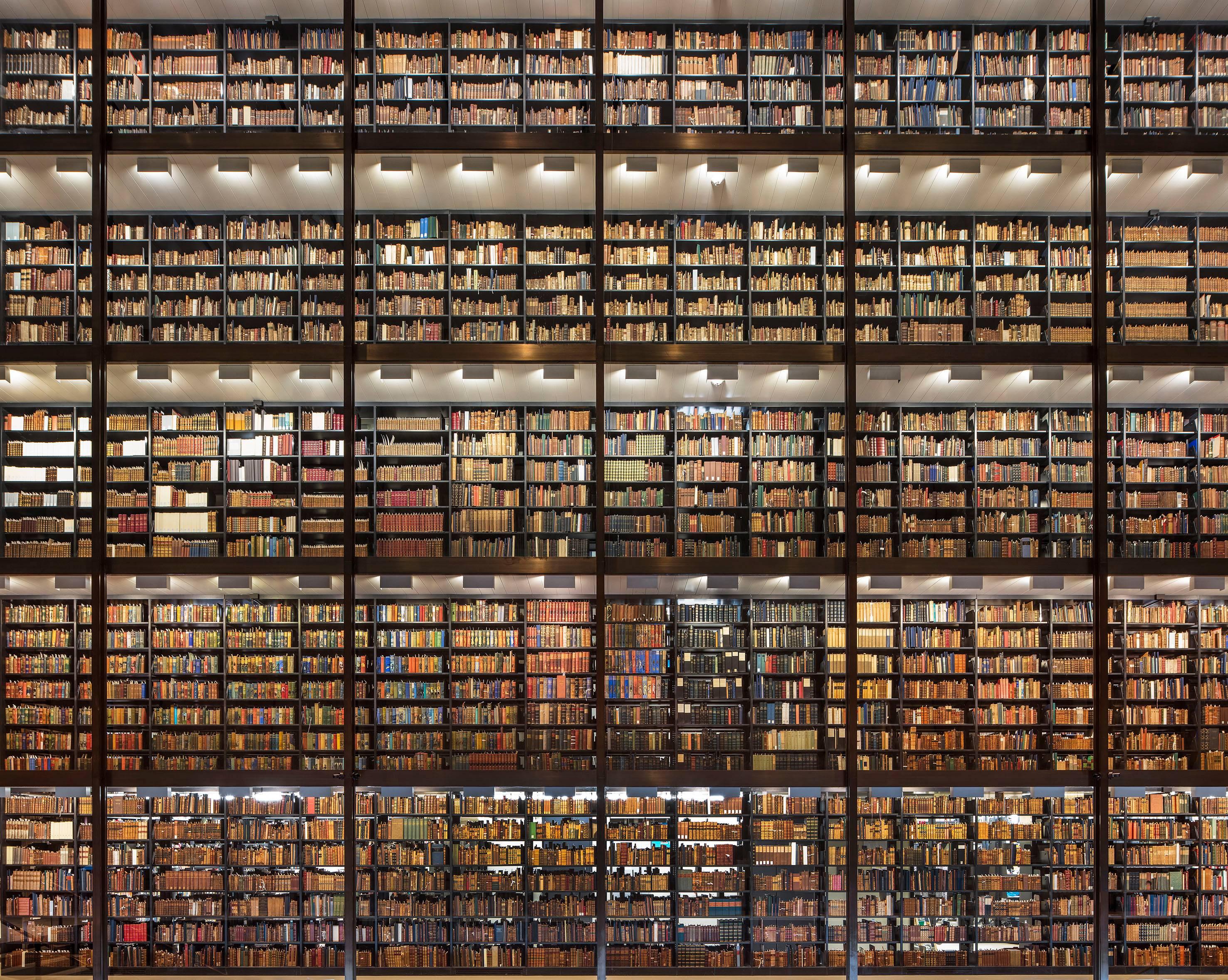 Shining Wall of Books, Yale Beinecke Library, Interior Architecture Photograph