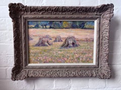 Wynford Dewhurst, Impressionist study of Hay stacks, Normandy, France