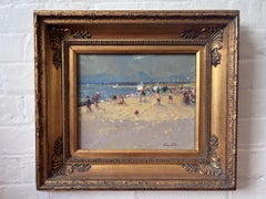Geoffrey Chatten, Impressionist plein air study, Beach scene, oil painting