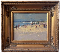 Geoffrey Chatten, Impressionist plein air study, Beach scene, oil painting