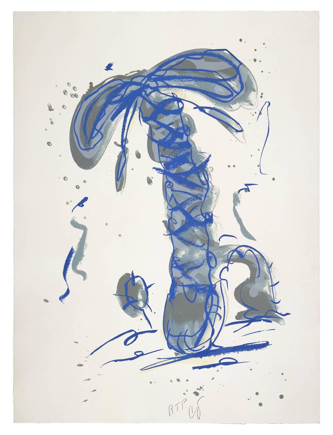 Claes Oldenburg Print - Sneaker Lace in Landscape - Blue