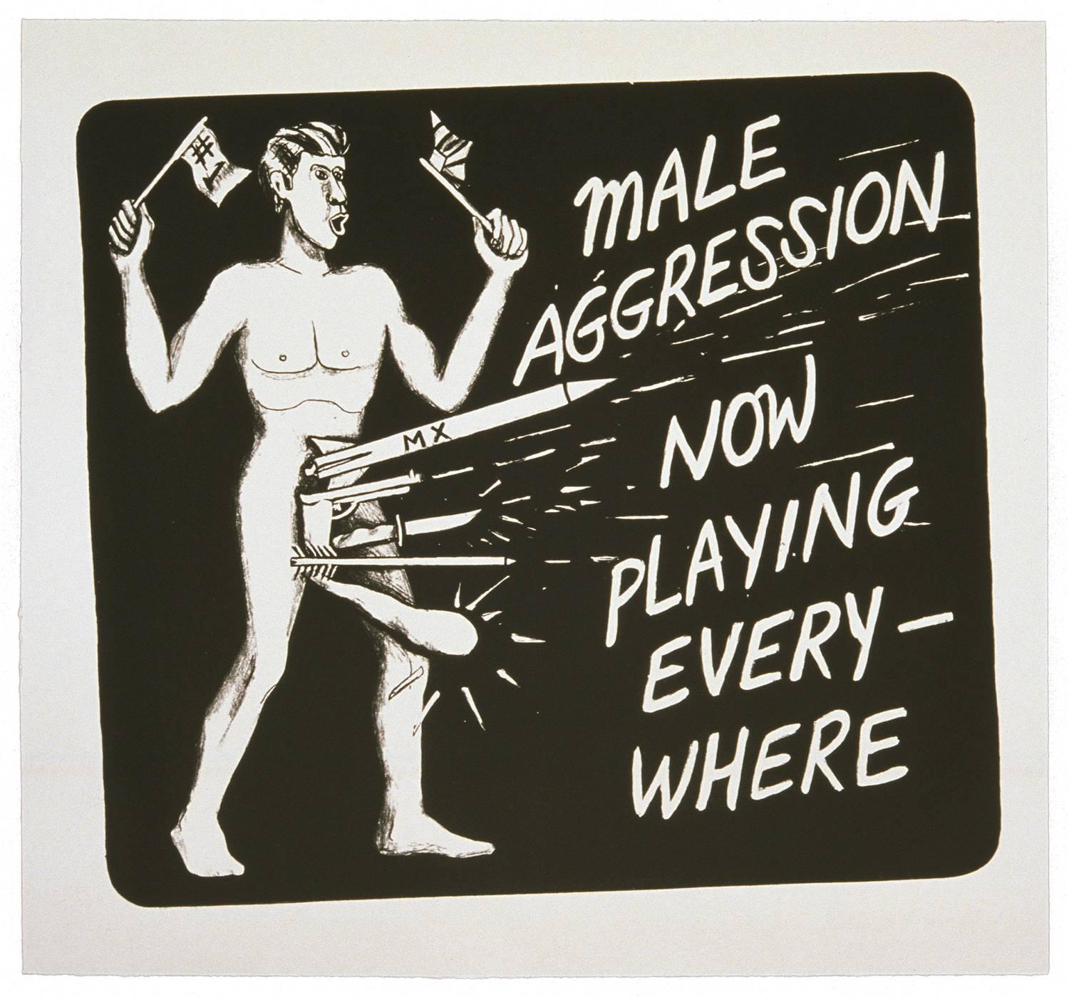Jonathan Borofsky Figurative Print - Male Agression 