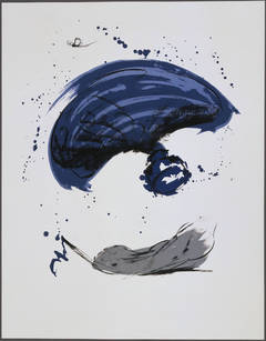 Thrown Ink Bottle with Fly and Dropped Quill