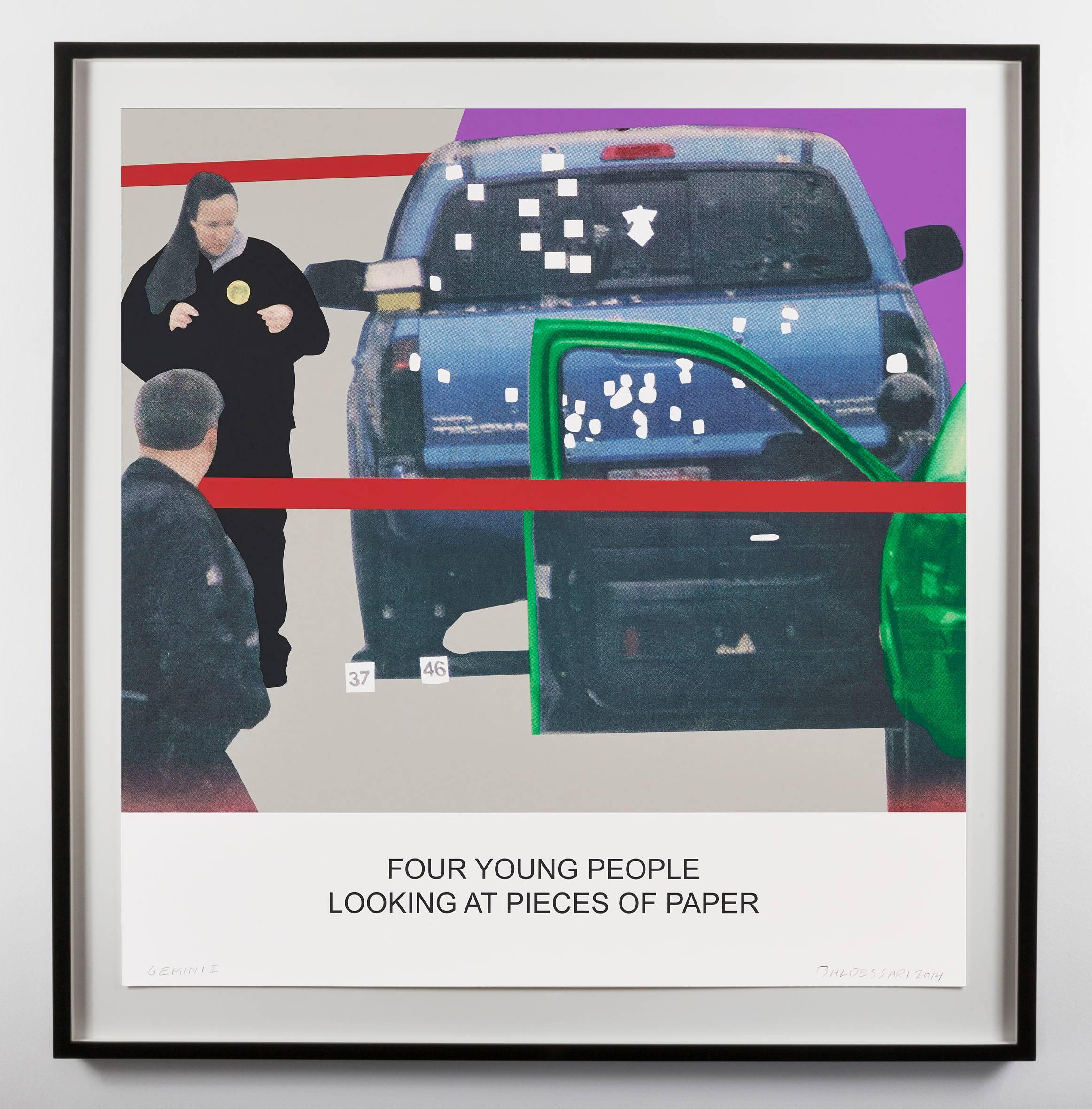 The News: Four Young People Looking at Pieces of Paper... - Print by John Baldessari