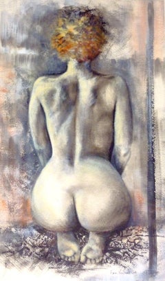 « On house arrest », peinture de nus à l'encre de porcelaine  sur papier canson encadré 92x72cm 2009