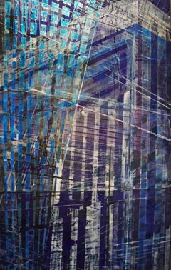 "La vie en double" abstracto, barniz en spray pigmentos sobre  madera 250x80cm