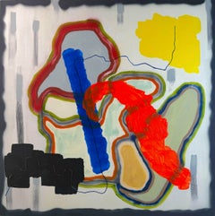 Patatoïdes n° 1, œuvre abstraite de 100 x 100 cm, réalisée à l'acrylique et à la bombe aérosol
