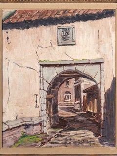 „Oude God Poort-Rekem“, signiert Lucien Jansen, Öl auf Leinwand.