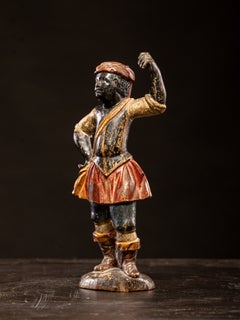 Venezianische polychrome und vergoldete Figur eines Mohren