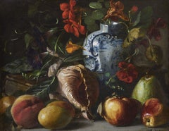 18th-Century Still Life, Flemish School, Still Life, Oil on Canvas, Red, Blue, Green