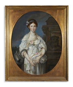 18th-Century Portrait, French School, After Greuze: Young Girl, Oil on Canvas, White
