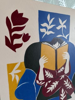 „Lesen“, 70 × 70 cm, Acryl auf Leinwand