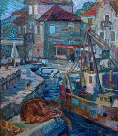 Gatto che dorme, 60x50 cm, olio su tela