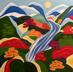 Autunno in montagna, 80x80 cm, acrilico su tela