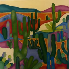 Paesaggio con cactus, 80x80 cm, acrilico su tela