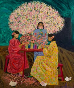 «Amigas», 120 x 100 cm, acrílico sobre lienzo