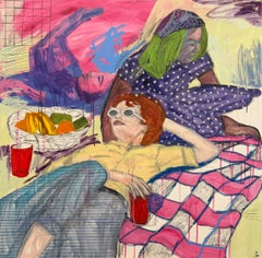Las chicas están descansando, 100 x 100 cm, acrílico sobre lienzo
