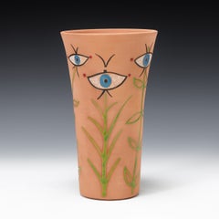 Jarrón de terracota rosa parcialmente esmaltado «L'Indiscret»