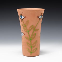 Jarrón de terracota rosa parcialmente esmaltado «L'Indiscret»