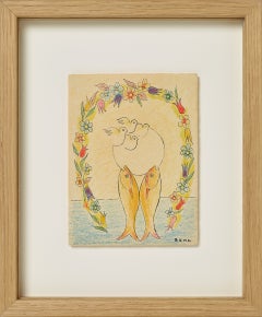 Tryptique Cheval Drawing on Archival Paper, Figurative, Circa 1940s