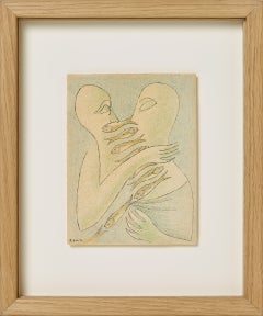 Tryptique Visage, Figurative Drawing on Archival Paper, Circa 1940s